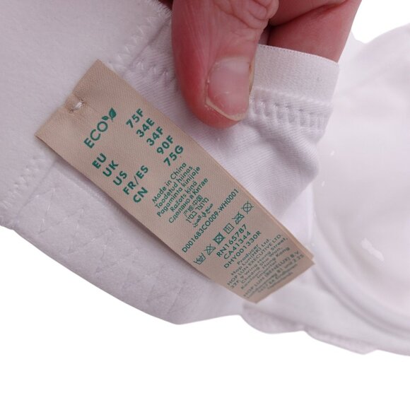 NWT Dorina Hera Non Padded Underwire T-Shirt Bra Sz 34F White Cotton Lace Trim - Picture 13 of 13